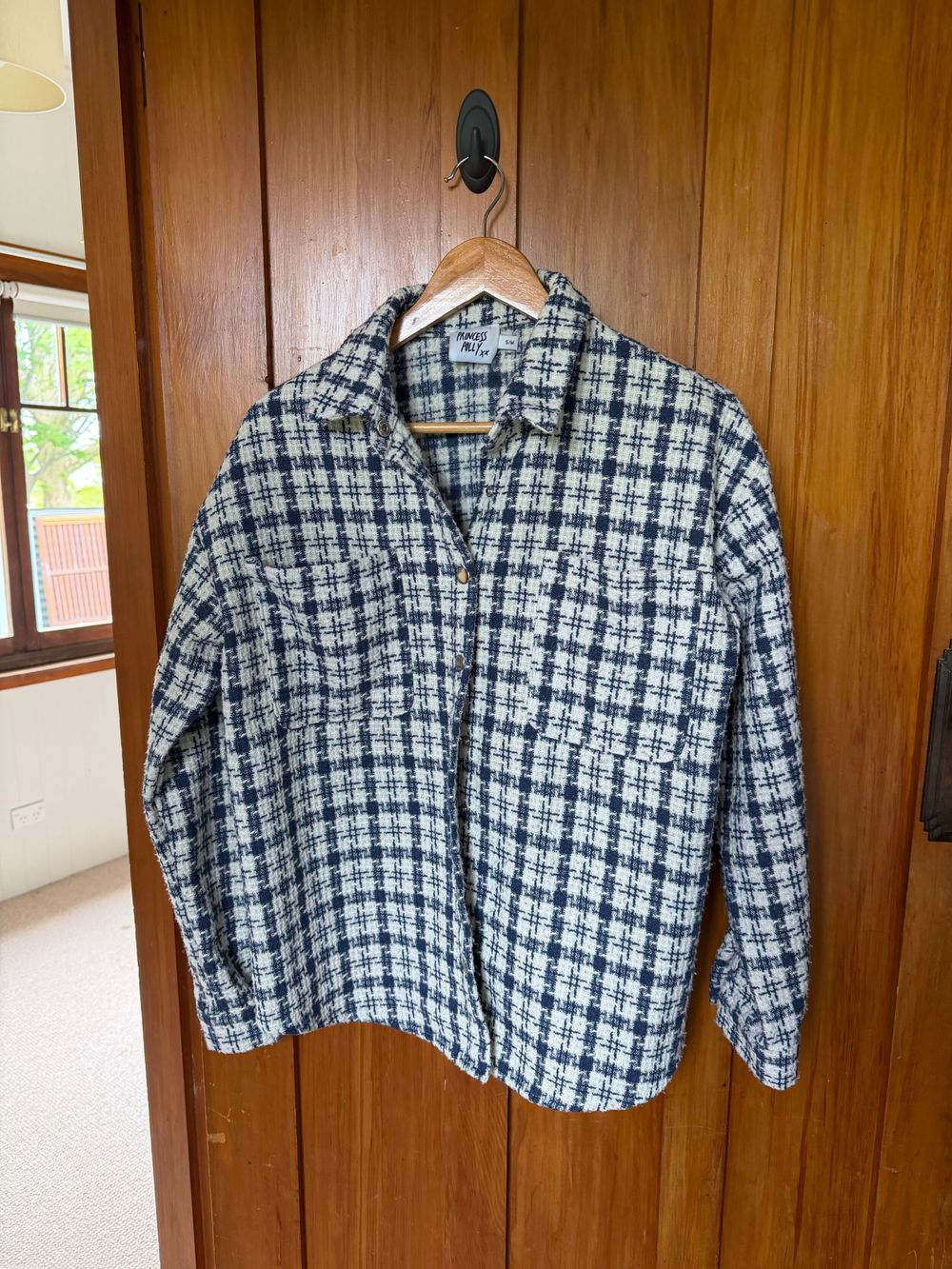 Princess Polly Blue and White Check Jacket