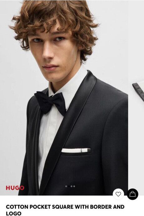 Hugo Boss Pocket Square White & Black