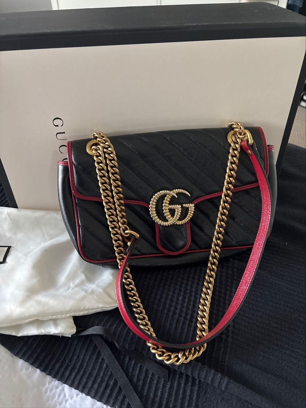 Small GG Marmont Matelasse Leather Torchon Flap crossbody bag
