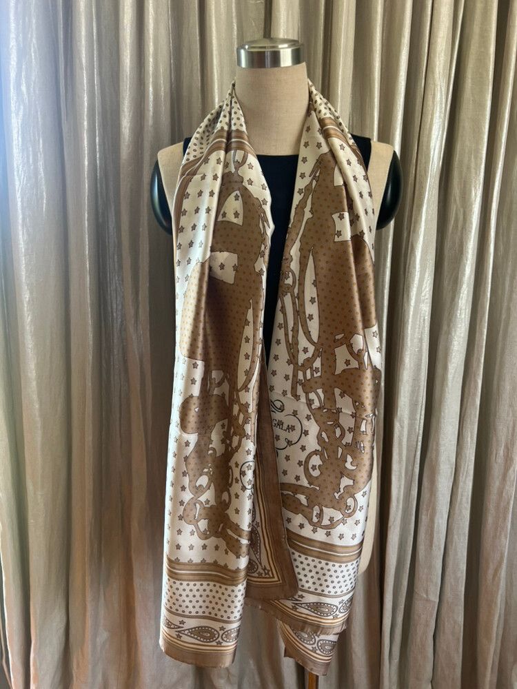 Vintage Hermès Brides De Gala Beige Silk Scarf