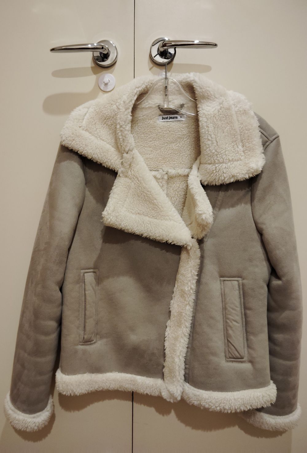 Grey Sherpa aviator jacket