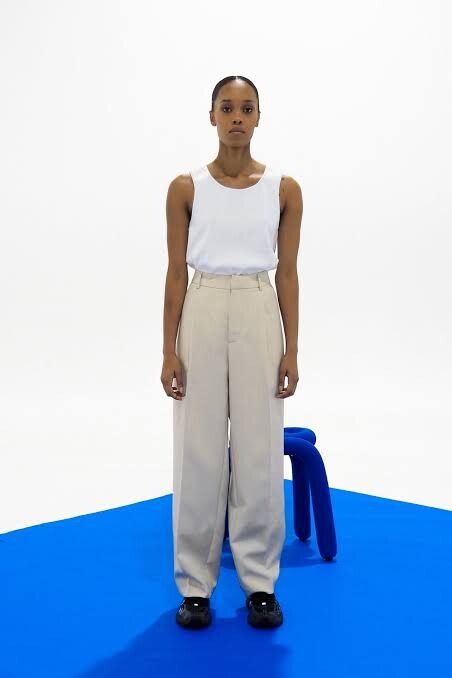Beige wide leg pants
