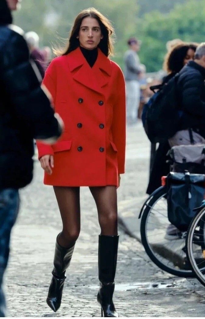 Red double breasted coat