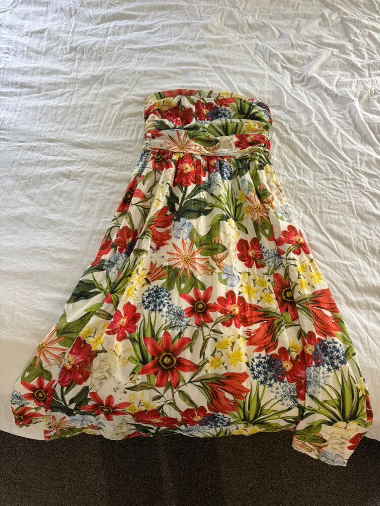 H&M Floral Print Strapless Dress