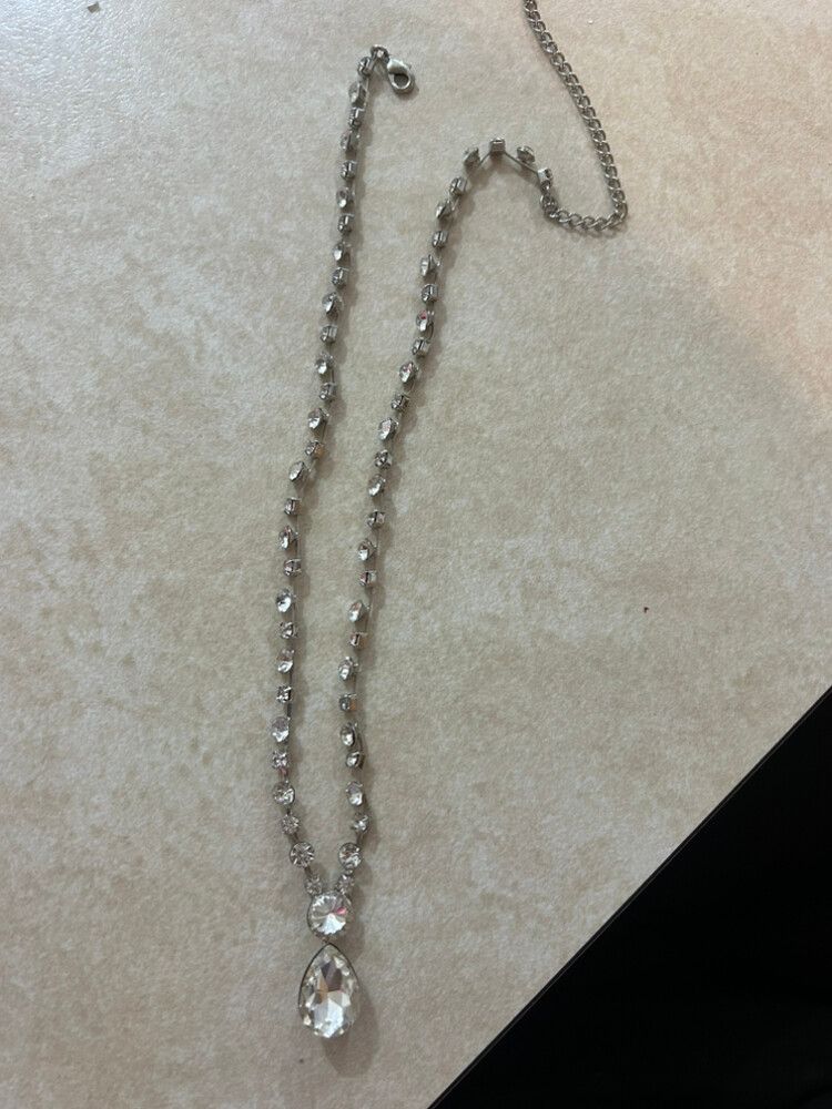 Silver Crystal Gem Necklace