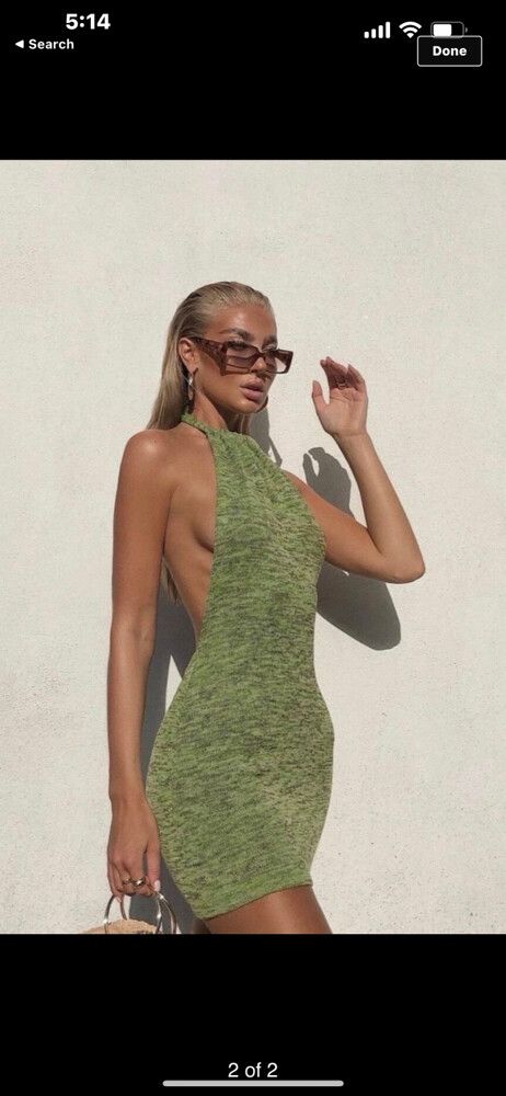 slim fit dress slacks Backless Green Fleck Mini Dress main image 1