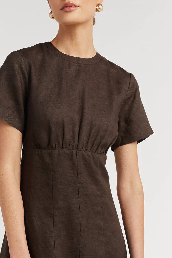 Dissh Nova Brown Linen Mini Dress