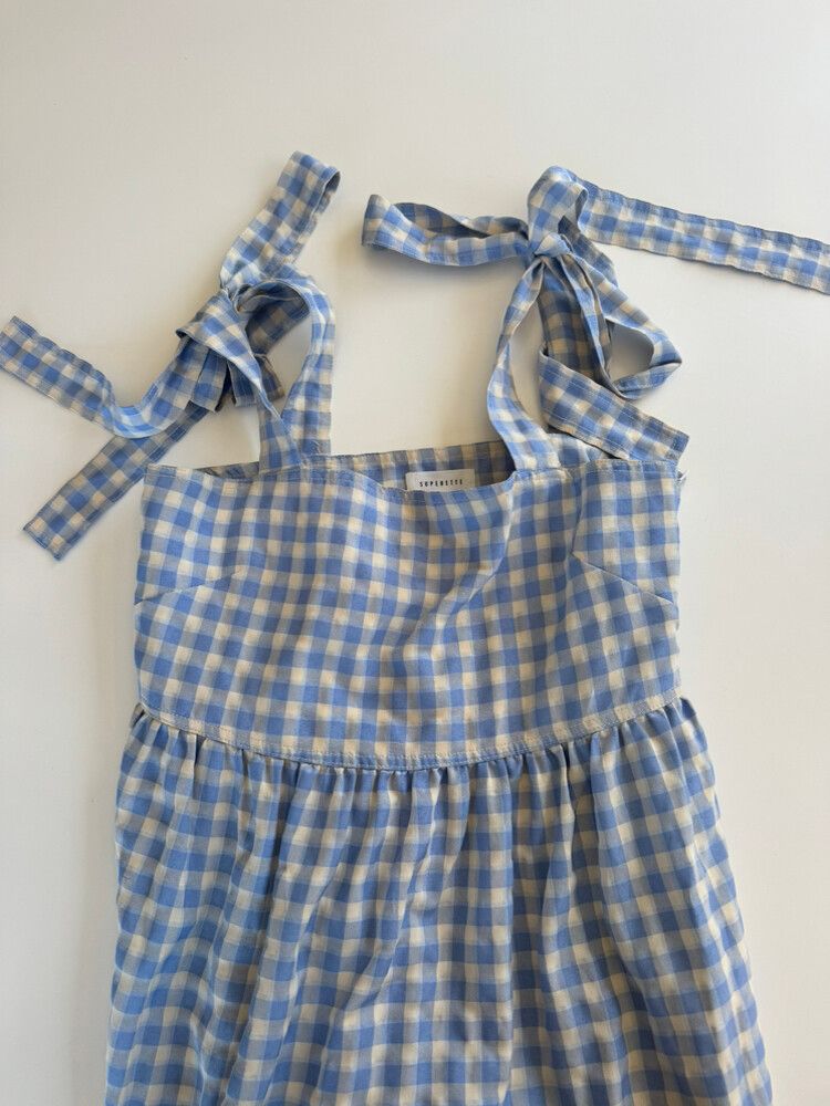 BLUE GINGHAM SUPERETTE DRESS