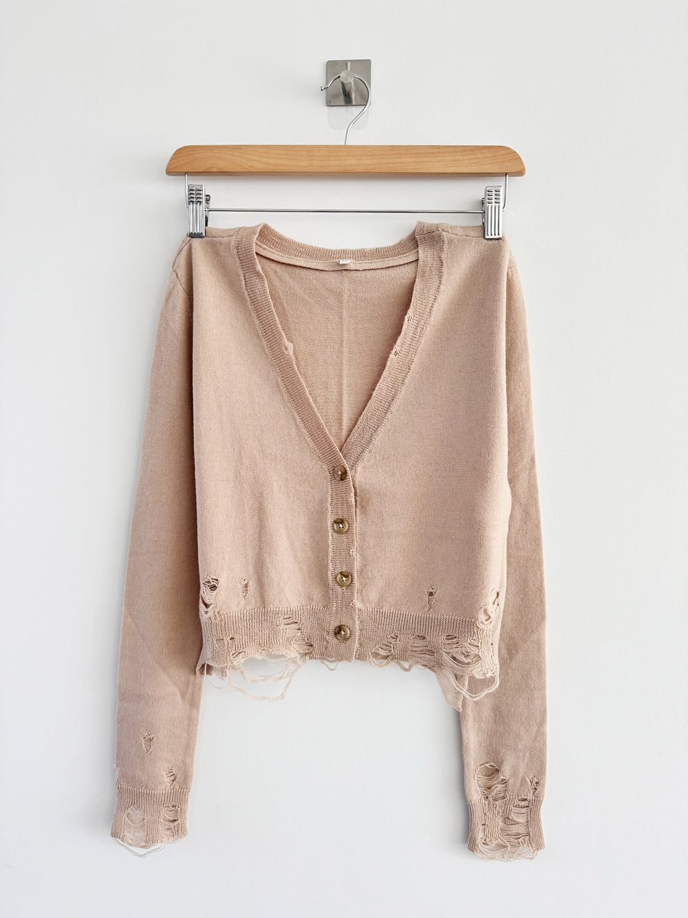 Distressed Merino Cardigan