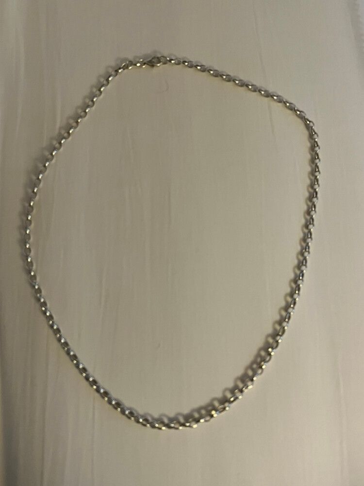 Sterling Silver Belcher Necklace Oval Links 45cm