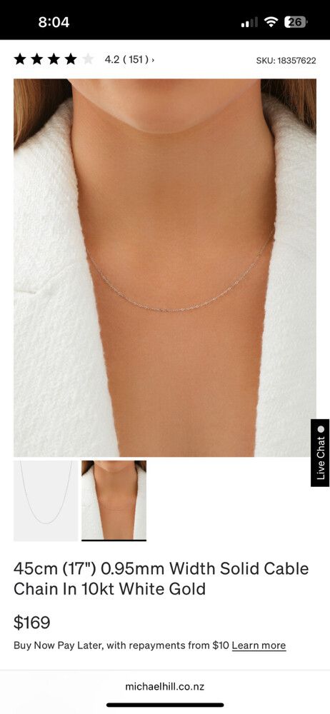 MHJ White Gold Fine Chain