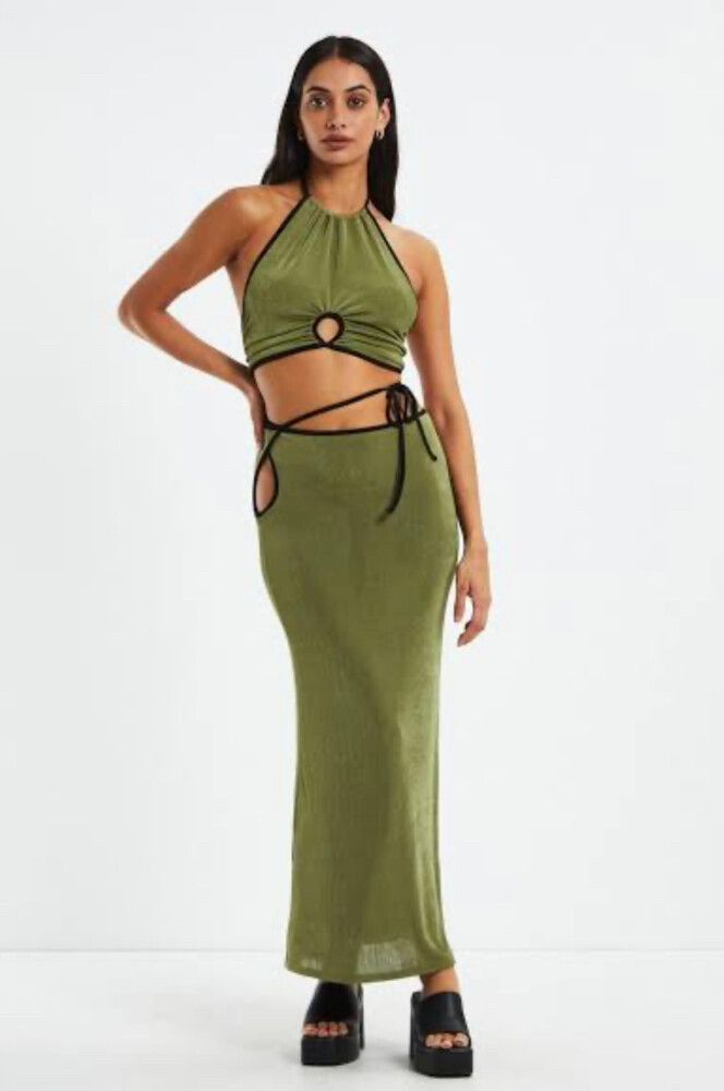 alice in the eve green dress Alice In The Eve Paloma Bias Cut Slip Dress