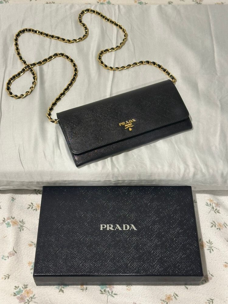 Prada Black Wallet on Chain
