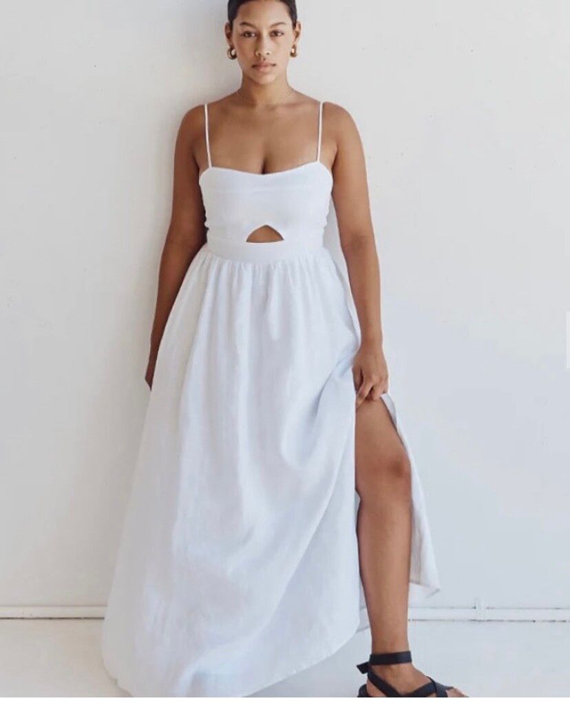 DISSH - Harper White Linen Midi Dress on Designer Wardrobe