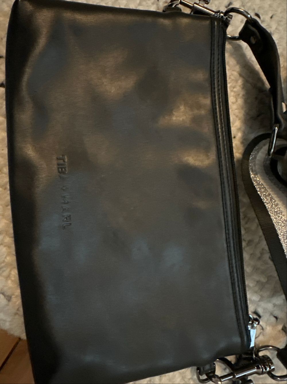 Tiba + Marl Black Leather Crossbody Bag