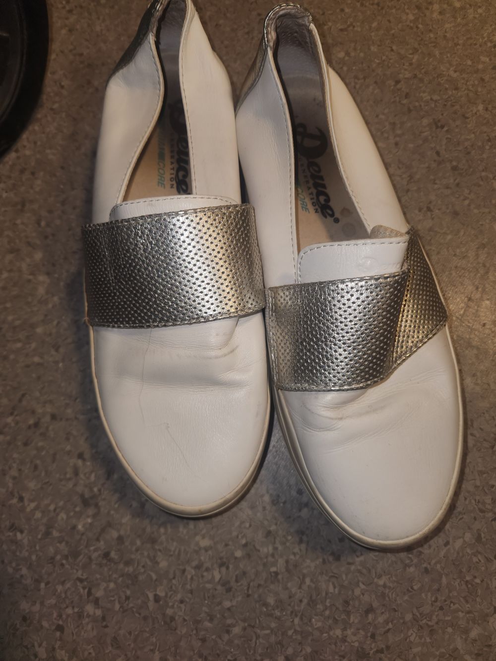 Deuces White and Silver Loafers