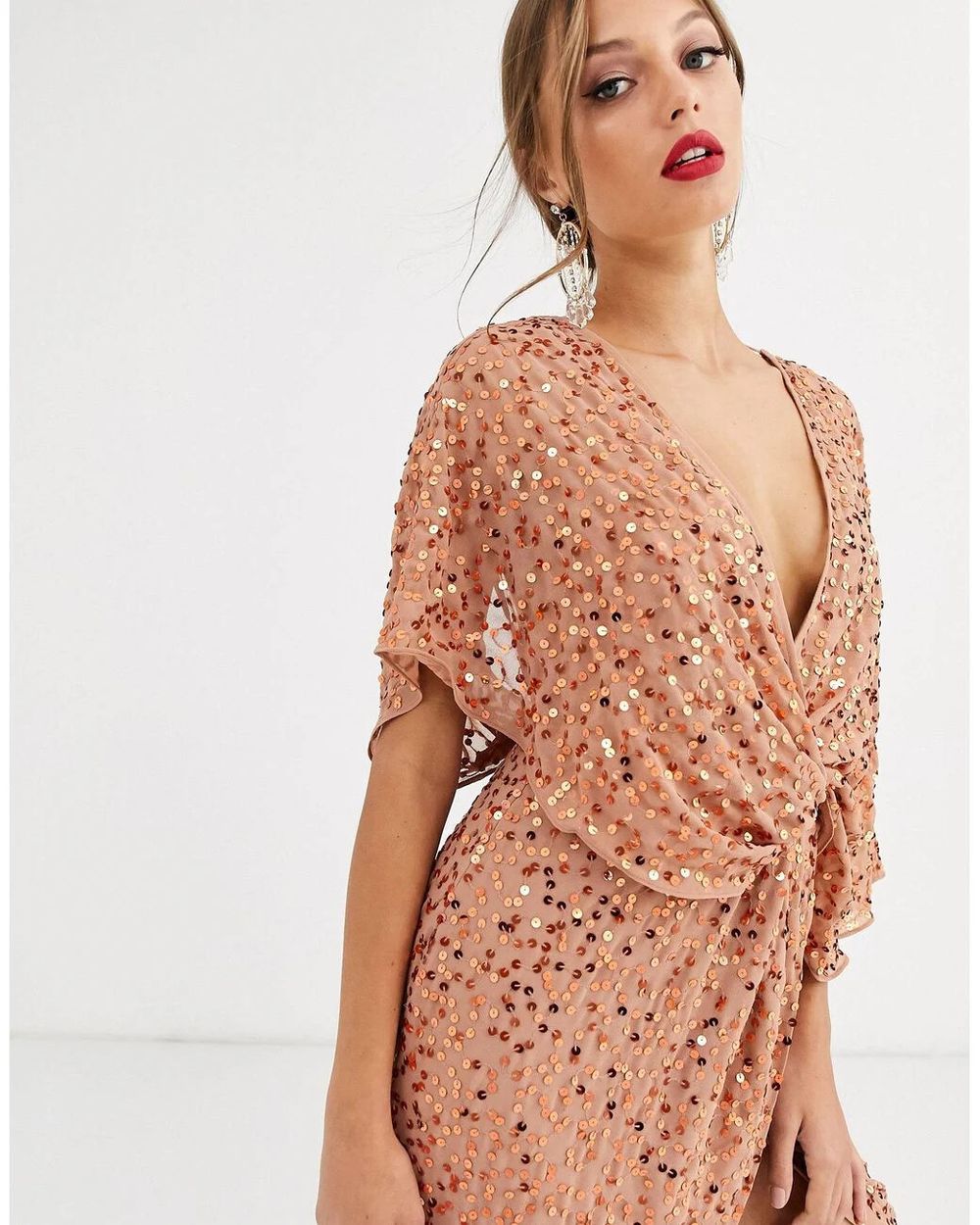 green emerald velvet dress Asos Luxe Structured One Shoulder Mini Dress In Pink Glitter main image 1