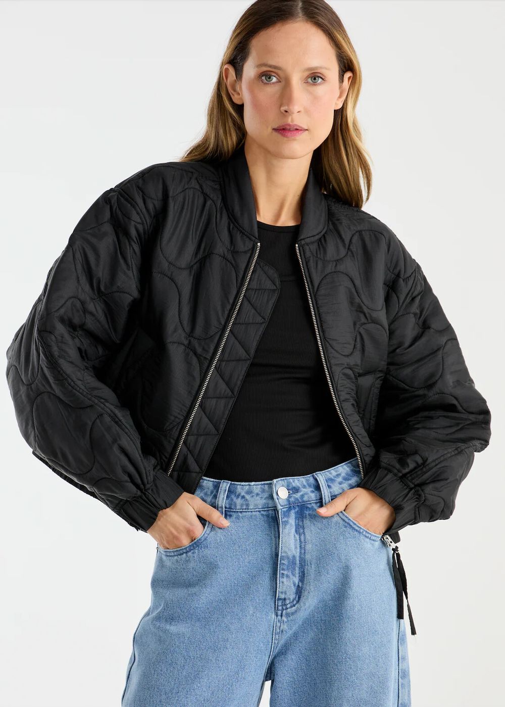 Ena Pelly - Black Magnolia Quilted Jacket