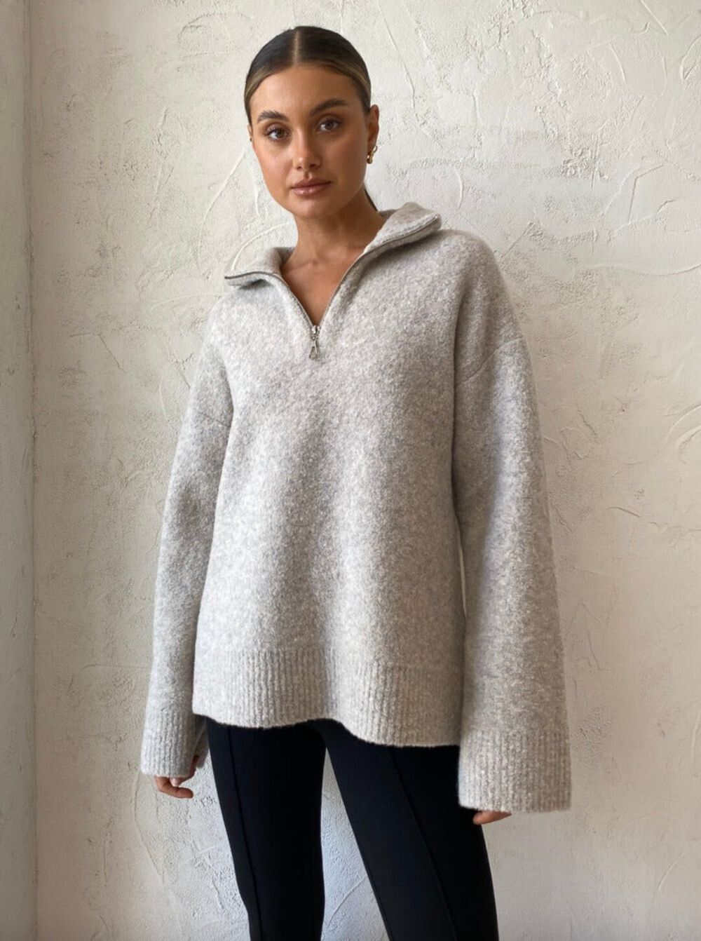 friends with frank - Black Maya Zip Wool Jumper
