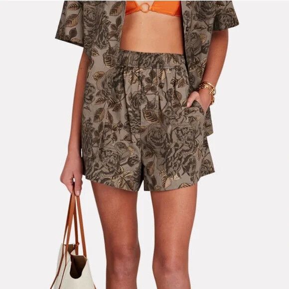 Ganni Brown Floral Shorts