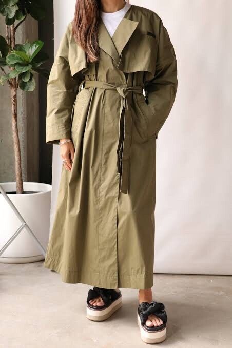 Ganni khaki trench coat
