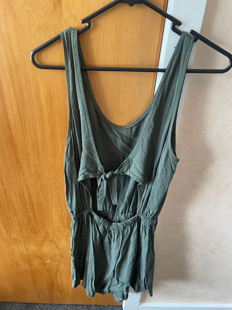 Green Playsuit With Cut Out Back Detail