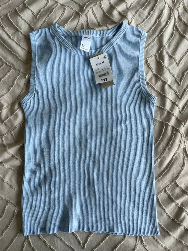 Blue Knit Singlet Top
