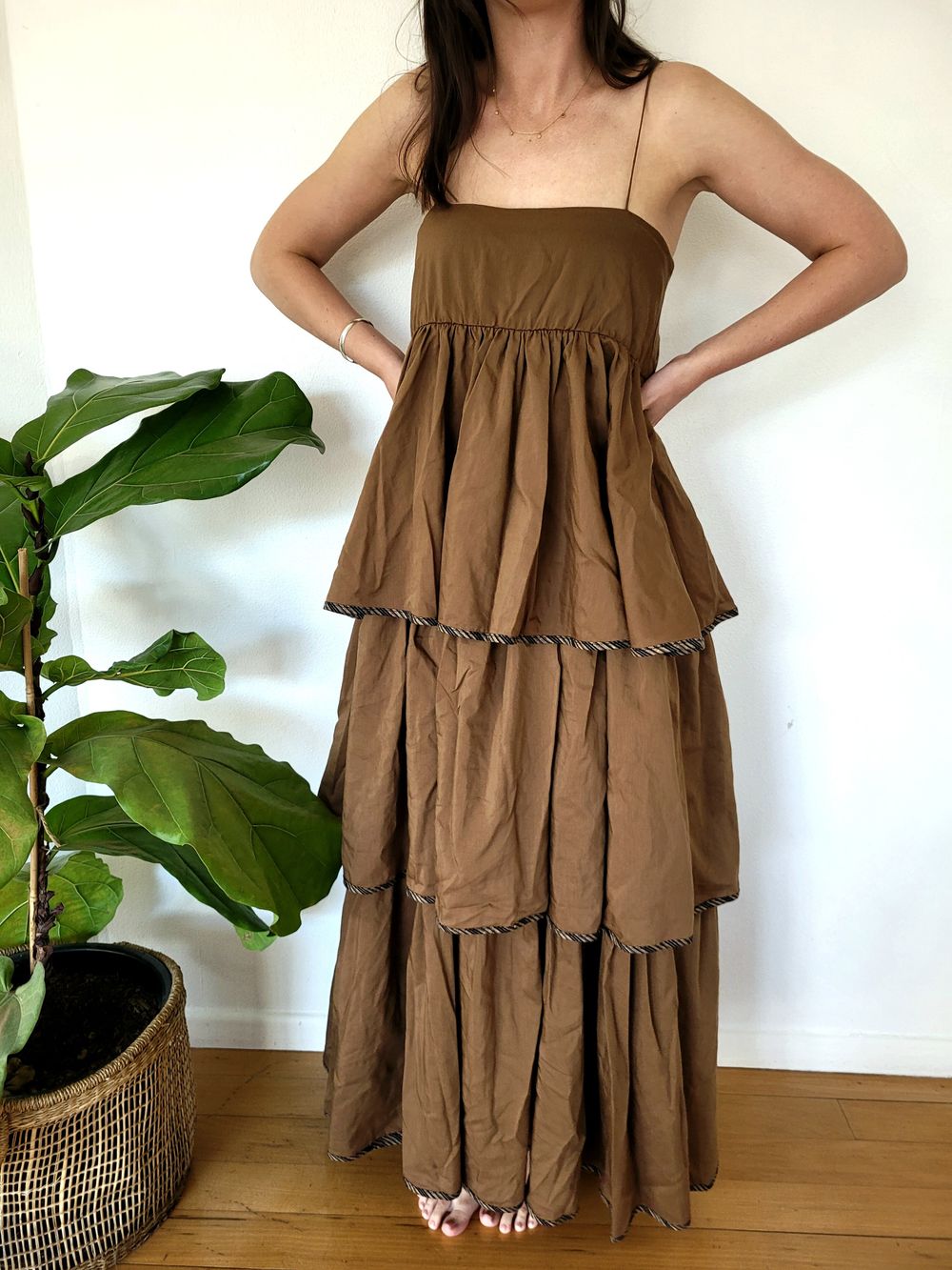 marle brown dress Gabriella Draped Mini Dress - Light Brown Marle