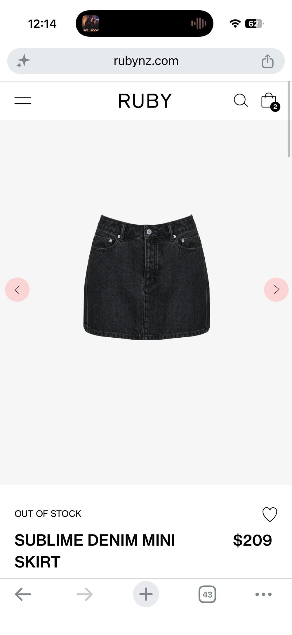 Ruby denim mini skirt