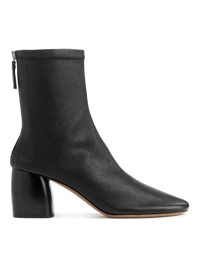 Arket black stretch leather sock boots