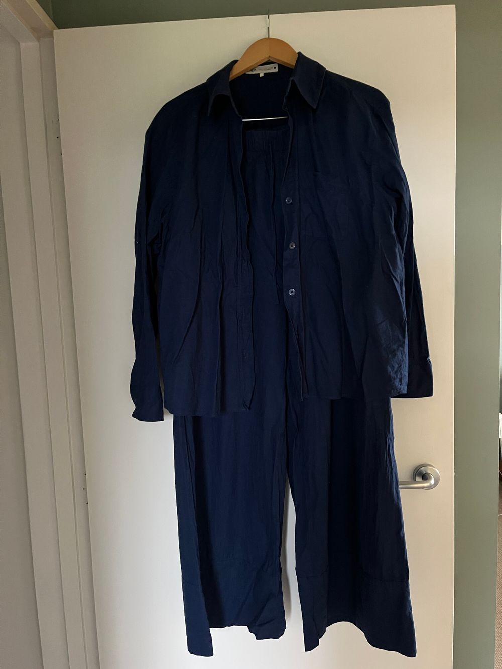 Zara Navy Blue Matching Set in linen blend