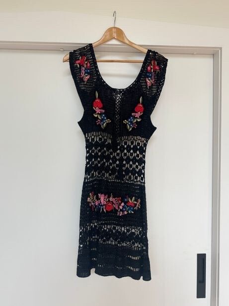 rat and boa black crochet dress Rat & Boa Flores Dress Black S/M White