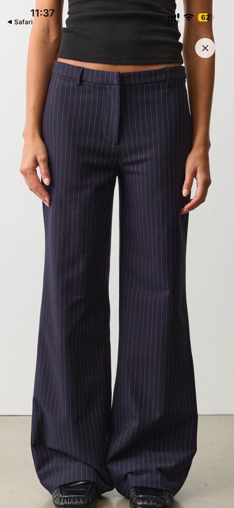 Navy Pinstripe Wide Leg Pants