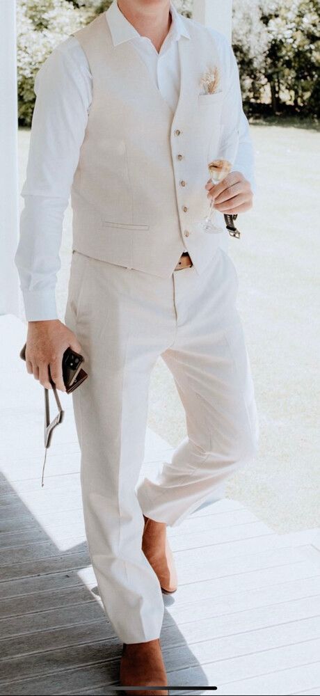 Politix Beige Vest & Pants Set