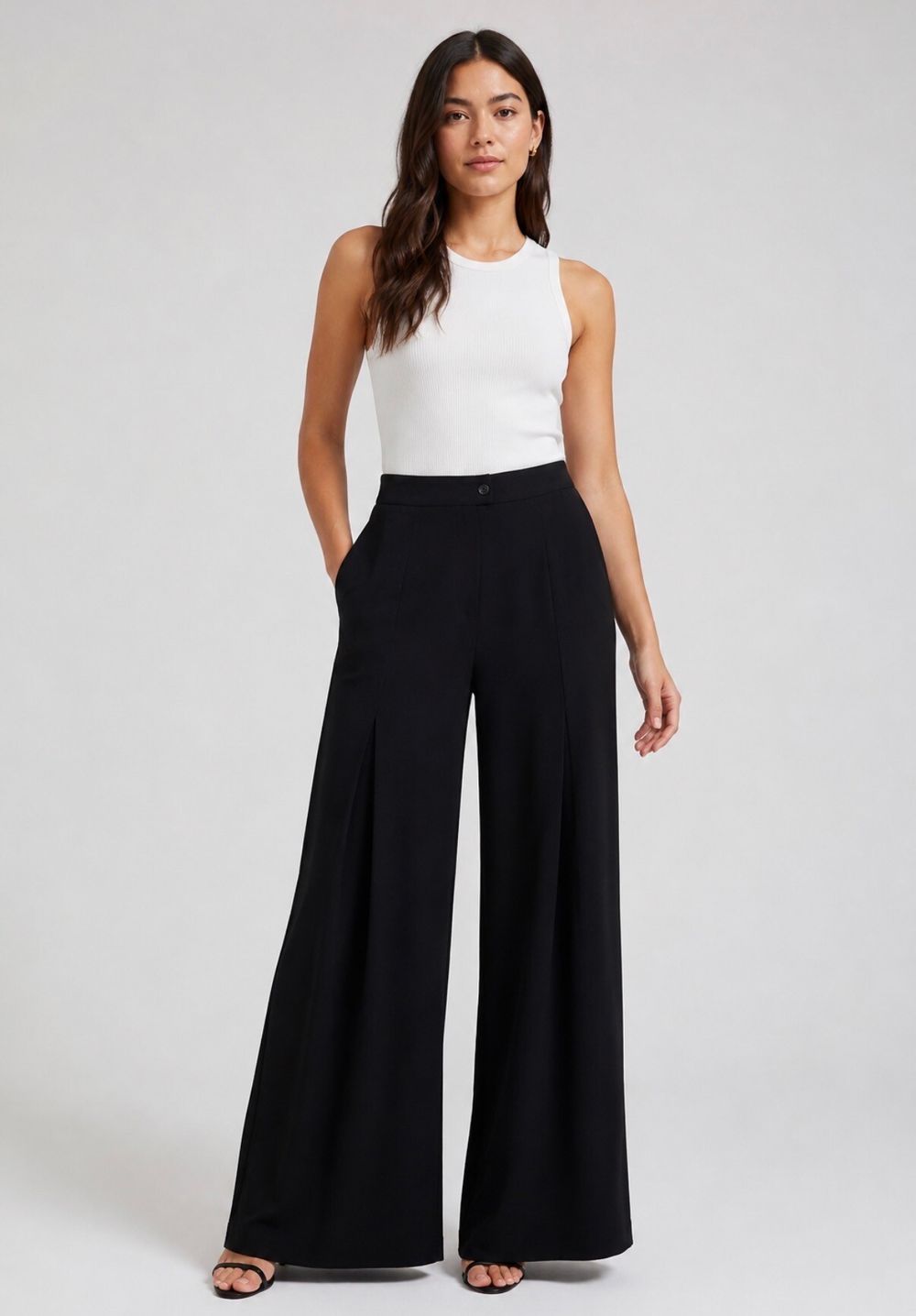 Donna Style Black Wide Leg Pants