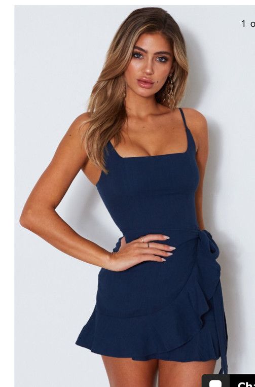 drawstring mini dress Large / Light blue