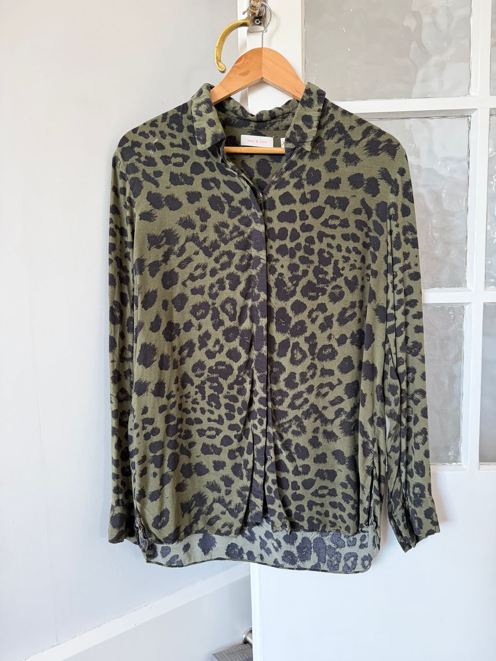 Sass & Bide Green Leopard Print Shirt