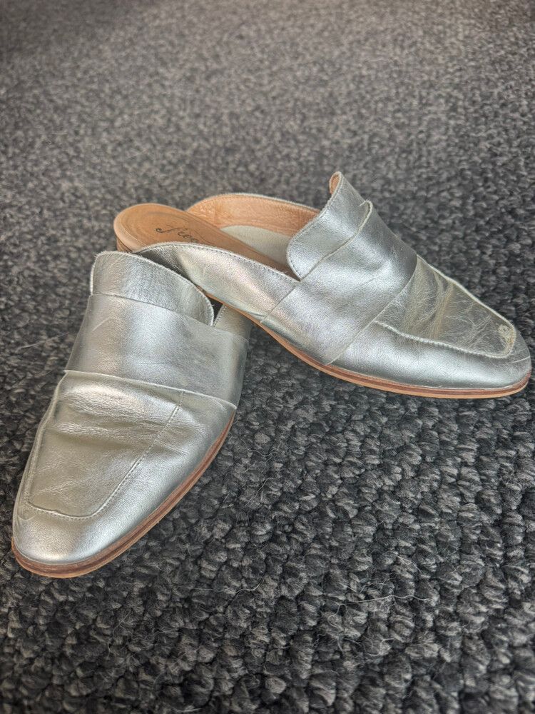 Free People Silver Mules