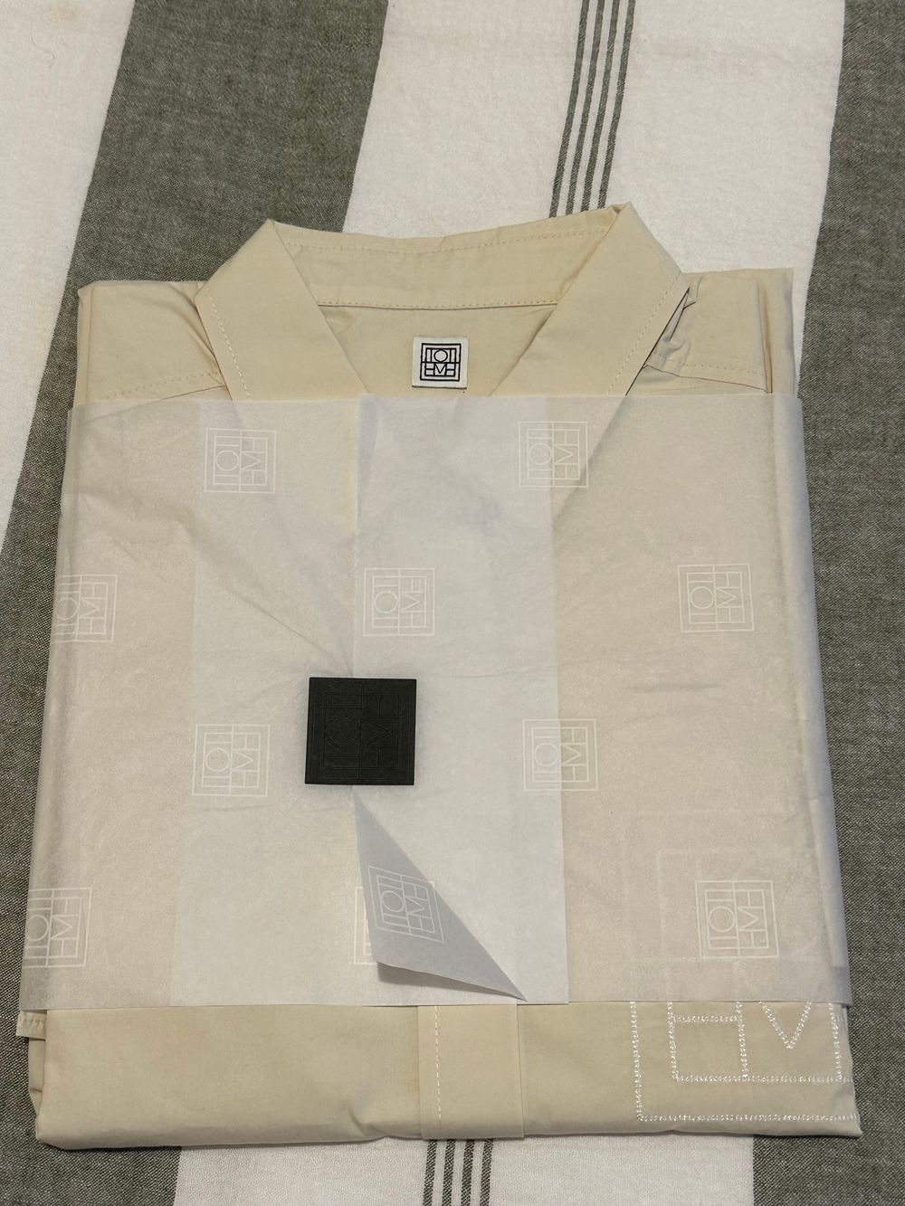 Long Monogram Cotton Shirt - Cava Beige