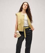 Oroton Cotton Twill Vest - Wheat