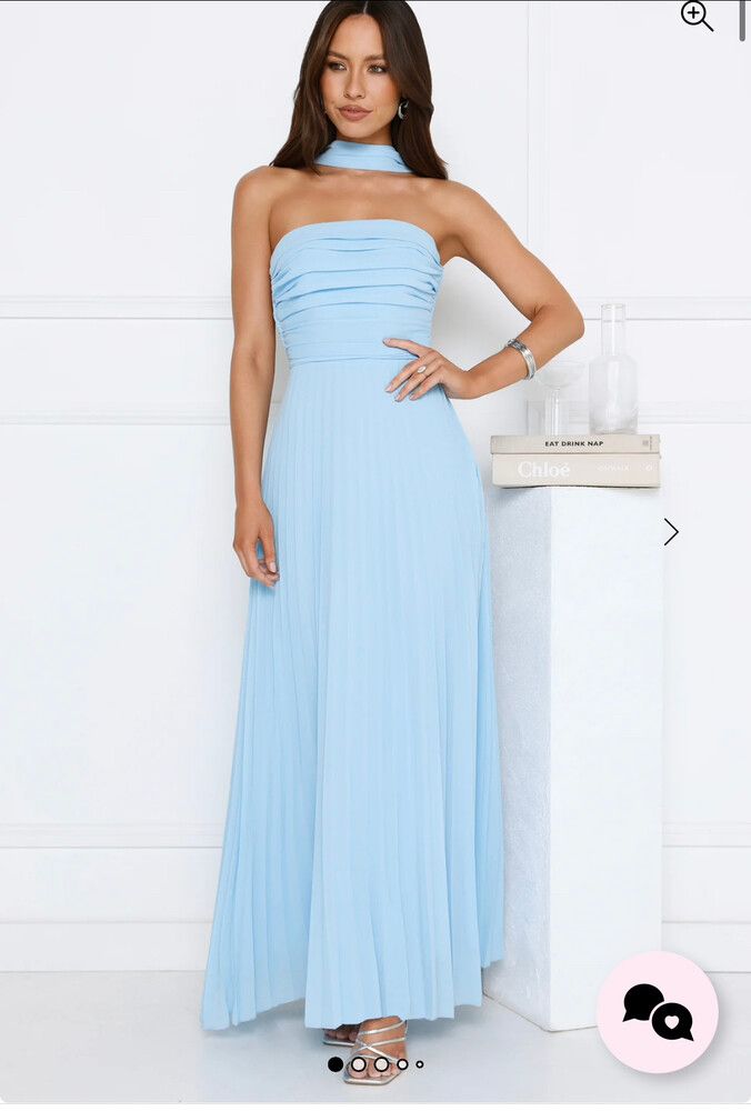 Light Blue Pleated Maxi Dress