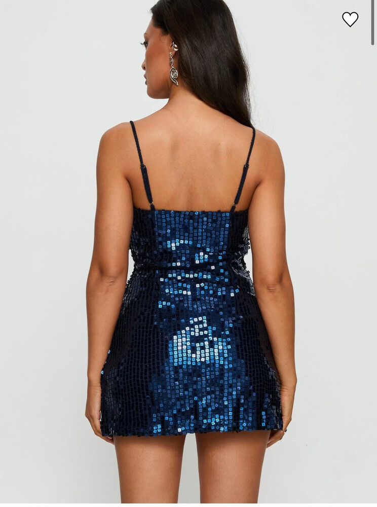 open lace back dress Layney Sequin Mini Dress Navy main image 1