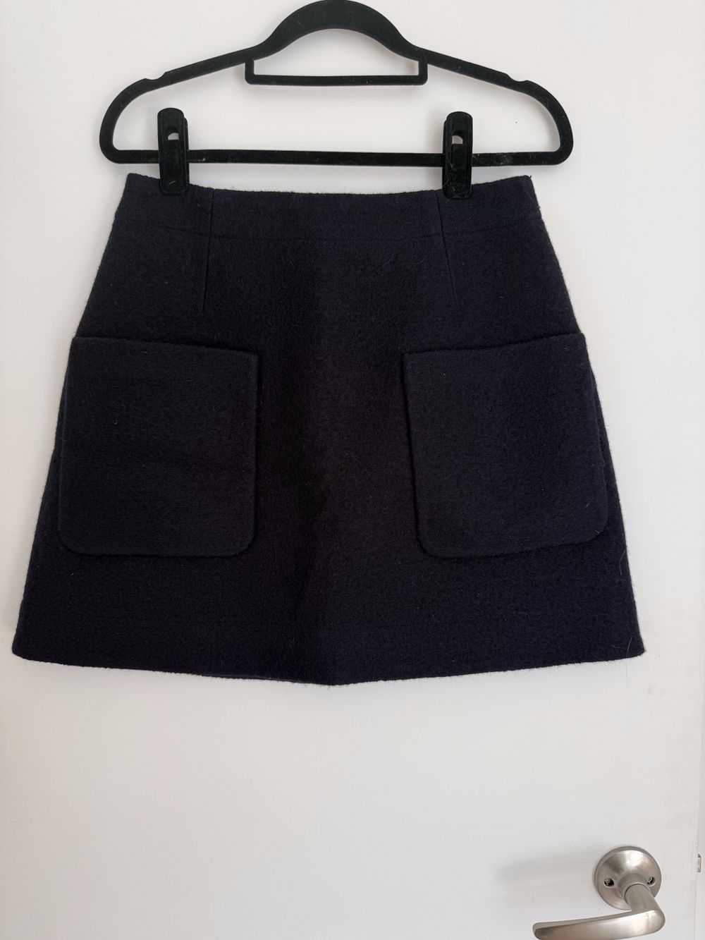 Navy Blue Wool Miniskirt
