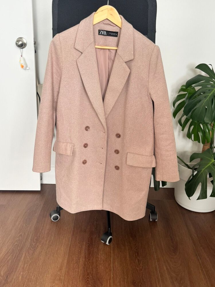 Zara Pink Double Breasted Coat