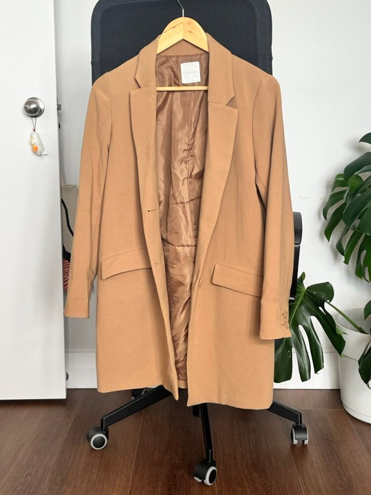 Camel Brown Long Blazer