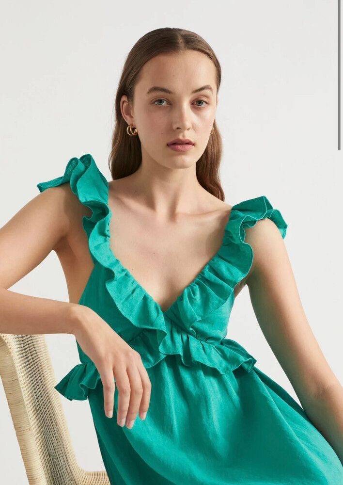 Seed Heritage - Seed Linen Frill Detail Maxi Dress on Designer Wardrobe