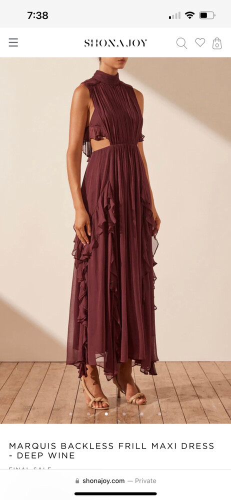 Shona Joy - MARQUIS BACKLESS FRILL MAXI DRESS - DEEP WINE on Designer Wardrobe Shona Joy - MARQUIS BACKLESS FRILL MAXI DRESS - DEEP WINE on Designer Wardrobe