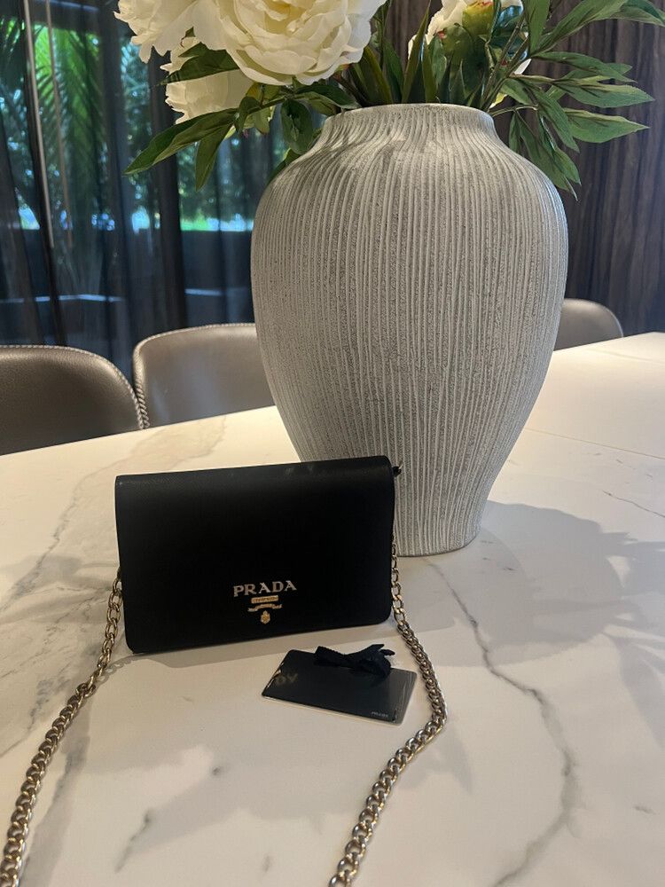 Prada Black Saffiano Leather Chain Crossbody Bag