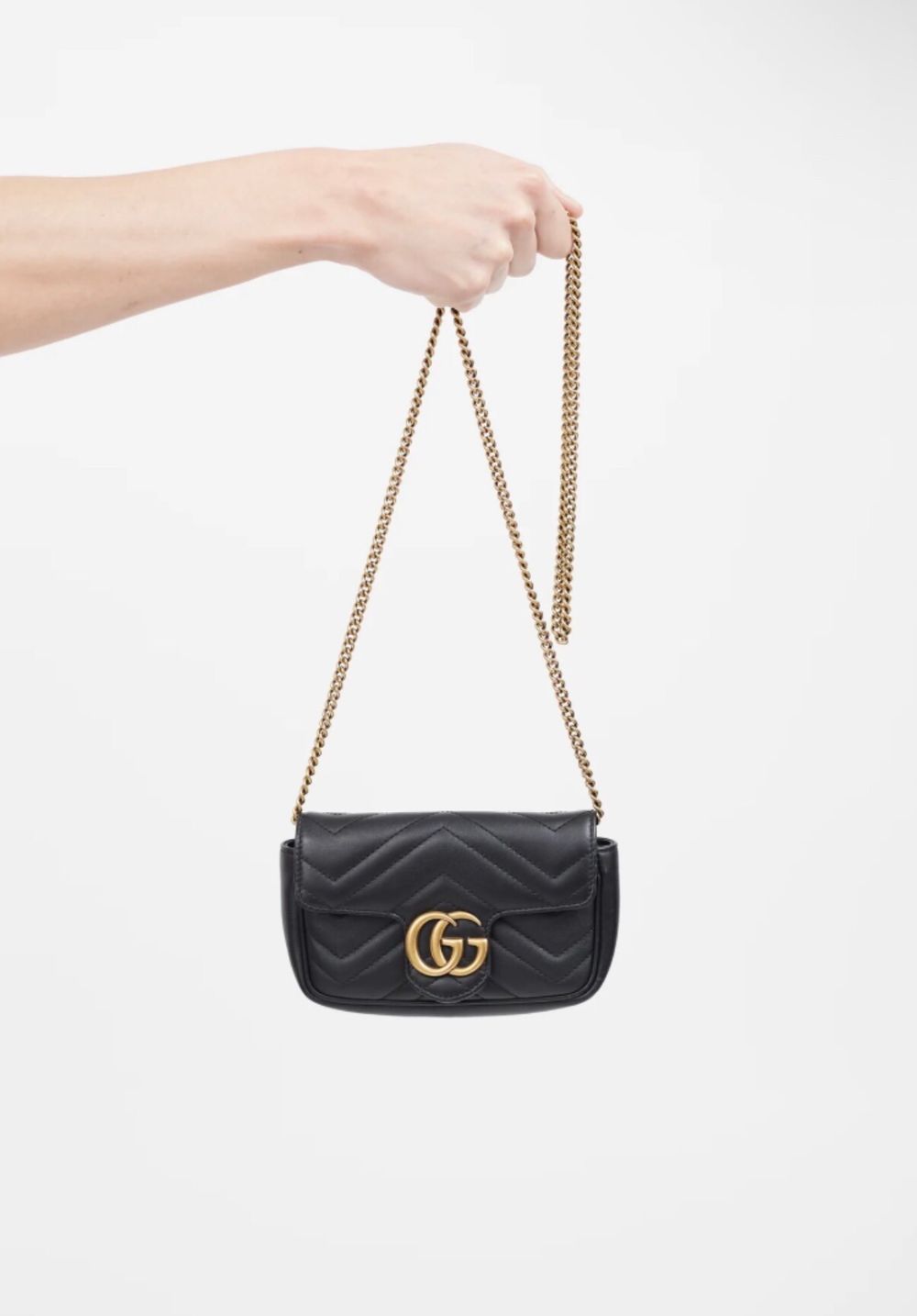 Black GG Marmont Super Mini Shoulder Bag