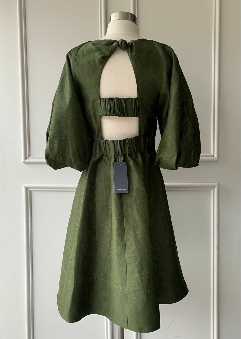 Country Road - Knot detail, puff sleeve mini dress on Designer Wardrobe